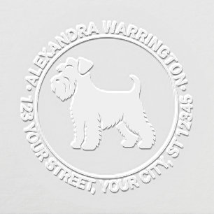 Mini Schnauzer Dog Standing Sil Name Ret Address Embosser
