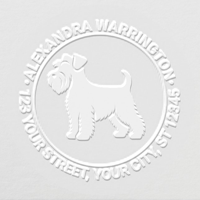 Mini Schnauzer Dog Standing Sil Name Ret Address Embosser (Design)
