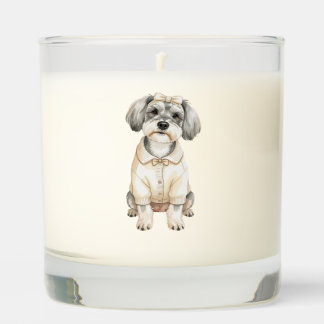 Mini Schnauzer Girl Dog Illustration Candle