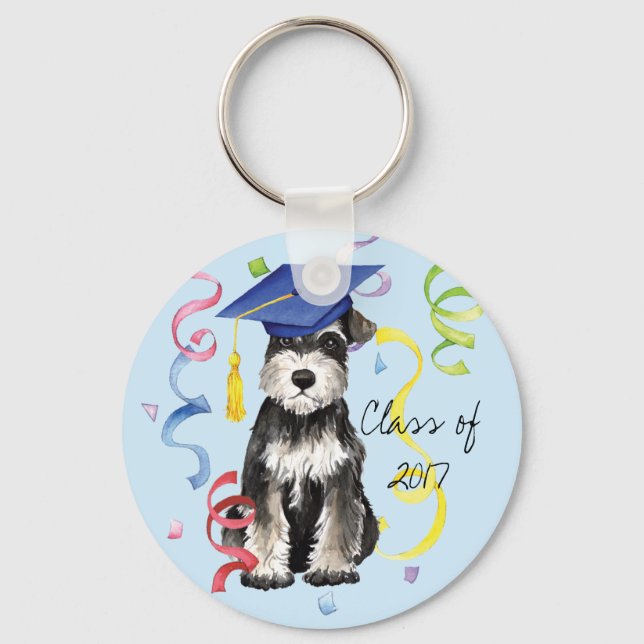 Mini Schnauzer Graduate Keychain (Front)