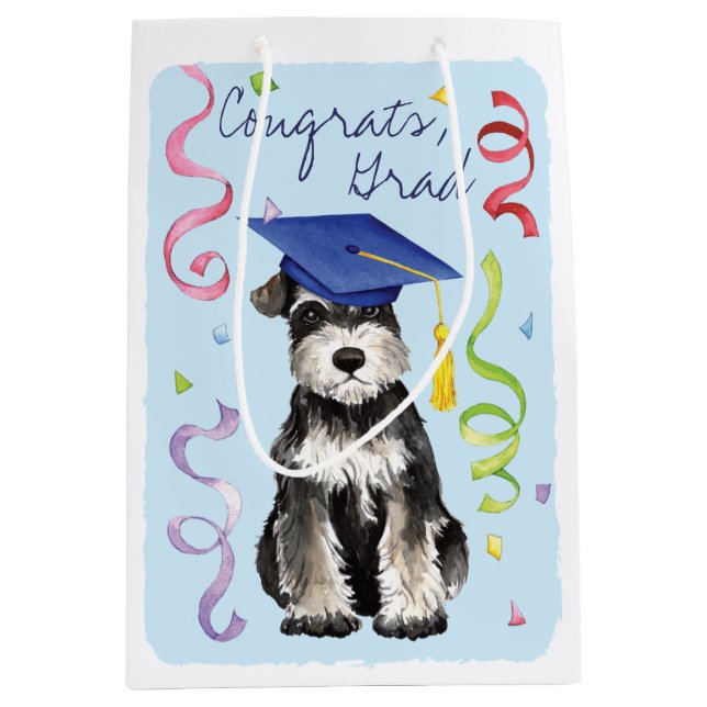 Mini Schnauzer Graduate Medium Gift Bag (Front)
