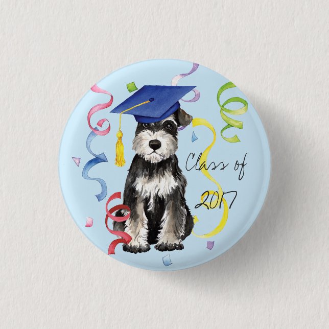 Mini Schnauzer Graduate Pinback Button (Front)