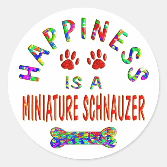 Mini Schnauzer Happiness Classic Round Sticker (Front)
