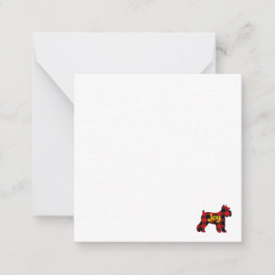 MINI SCHNAUZER RED PLAID WITH GOLD JOY NOTE CARD