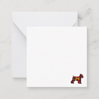 MINI SCHNAUZER RED PLAID WITH GOLD JOY NOTE CARD