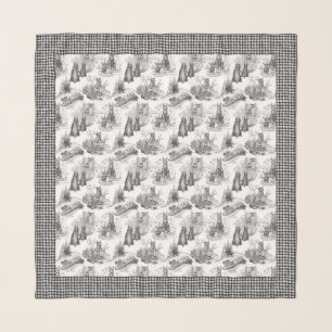 MINI SCHNAUZER Terrier Black Toile & Gingham Scarf