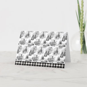 MINI SCHNAUZER Terrier Black Toile Letterpress Thank You Card