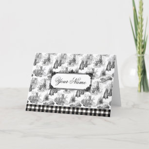 MINI SCHNAUZER Terrier Black Toile w/Custom Name Letterpress Thank You Card