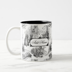 MINI SCHNAUZER Terrier Black Toile w/Custom Name Two-Tone Coffee Mug