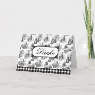 MINI SCHNAUZER Terrier Black Toile w/Customization Letterpress Thank You Card