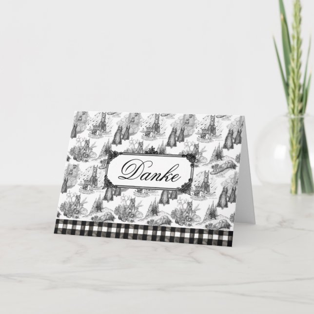 MINI SCHNAUZER Terrier Black Toile w/Customization Letterpress Thank You Card (Front)