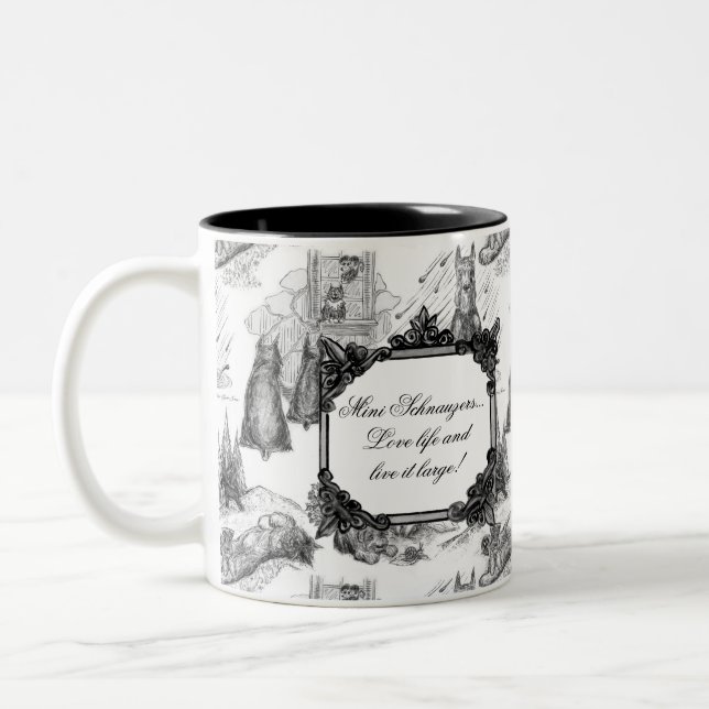 MINI SCHNAUZER Terrier Black Toile w/Customization Two-Tone Coffee Mug (Left)