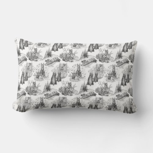 MINI SCHNAUZER Terrier Black Toile wGingham  Lumbar Pillow