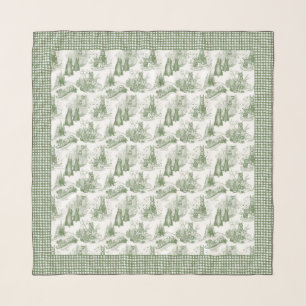 MINI SCHNAUZER Terrier Green Toile & Gingham Scarf