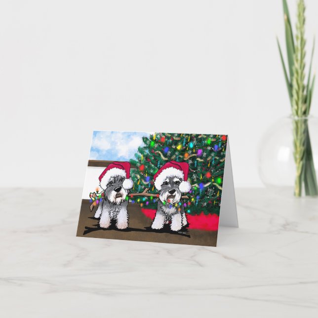 Mini Schnauzers Christmas Card (Front)