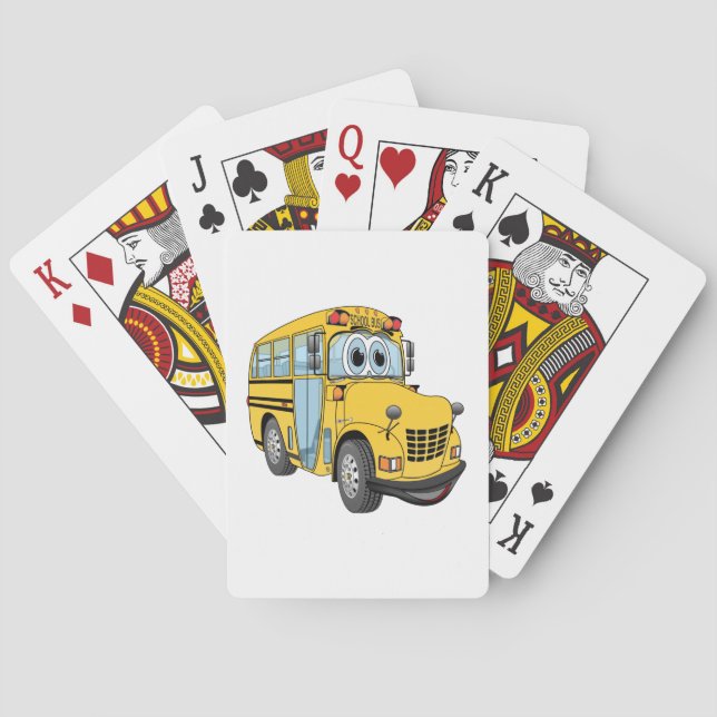 Mini School Bus Cartoon Poker Cards (Back)