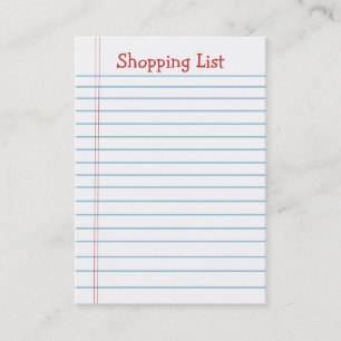 Mini Shopping List Note Paper Business Cards