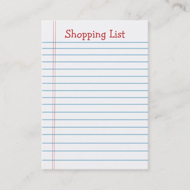 Mini Shopping List Note Paper Business Cards (Front)