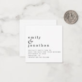 MINI Simple Black White Wedding Save the Date Note Card (Front/Back In Situ)