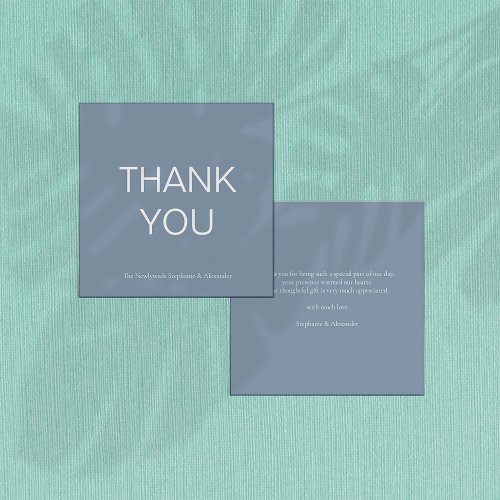Mini Simple Dusty Blue Thank You Square Note Card