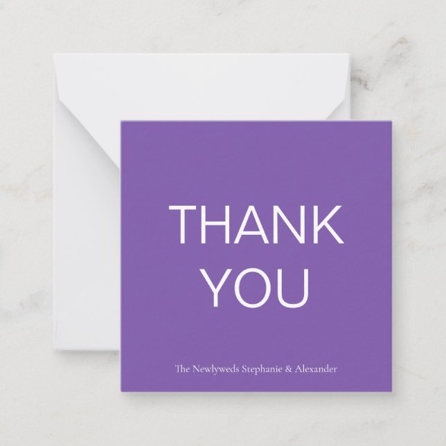 Mini Simple Purple Thank You Square Note Card (Front)