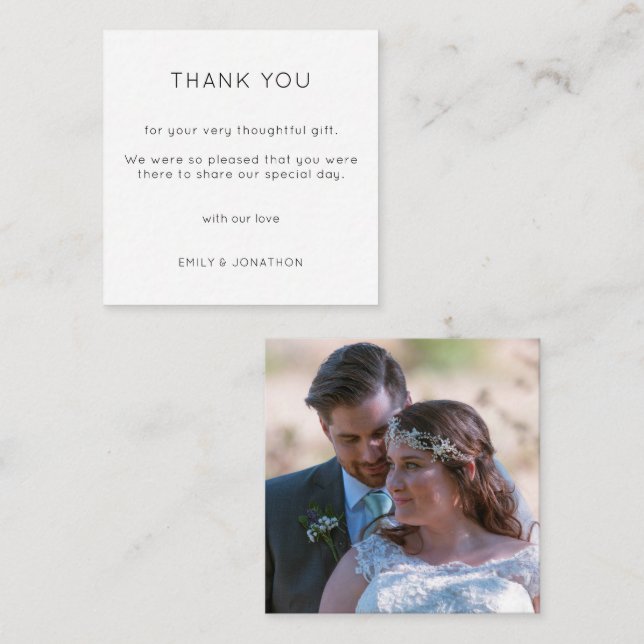 MINI | Simple Wedding Black White Photo Thank You Note Card (Front/Back)