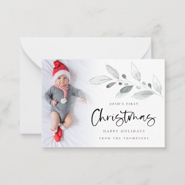 Mini Size | 1st Christmas Baby Custom Photo Card (Front)