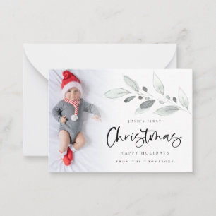Mini Size 1st Christmas Baby Custom Photo Card