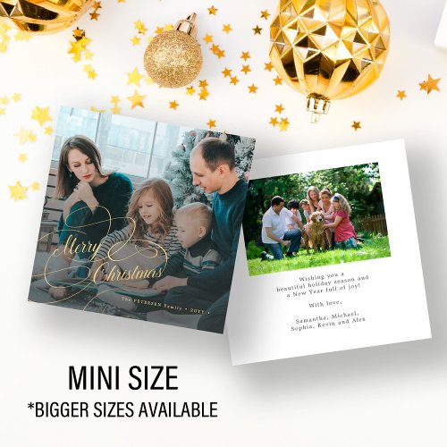 MINI SIZE 2 family photo Merry Christmas holiday Note Card
