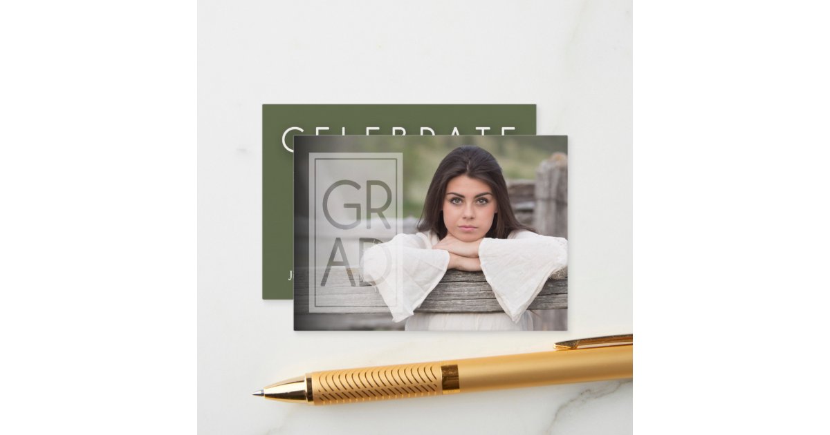 Mini Size 3 5 X 2 5 Grad Photo Invitation Card Zazzle Com