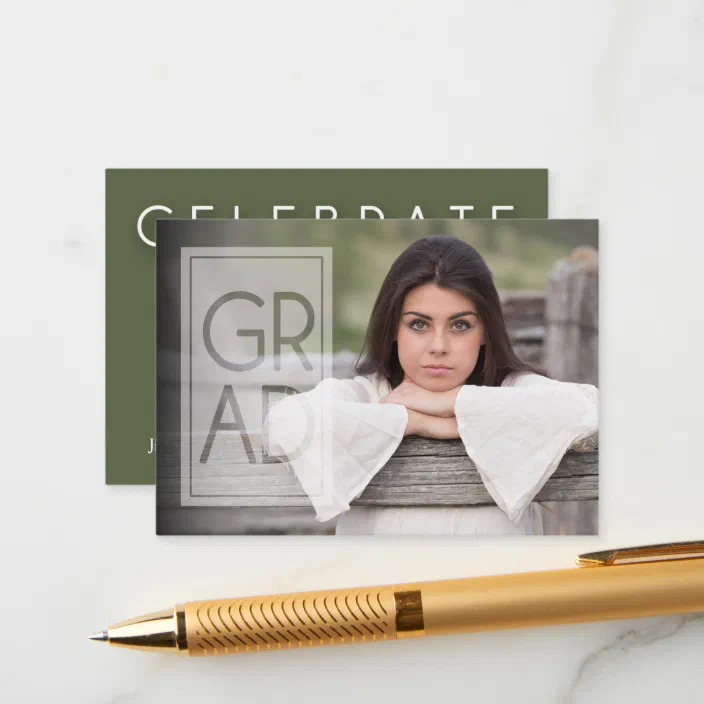 Mini Size 3 5 X 2 5 Grad Photo Invitation Card Zazzle Com