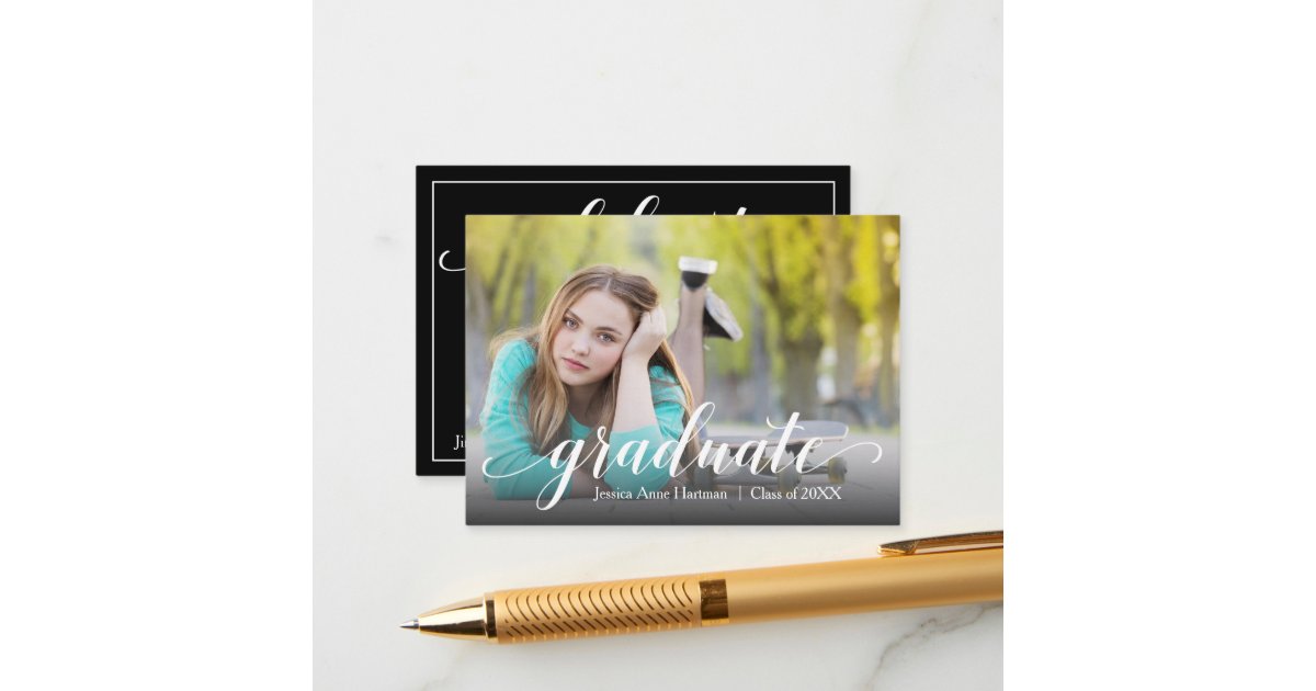 Mini Size 3 5 X 2 5 Grad Photo Invite Cards Zazzle Com