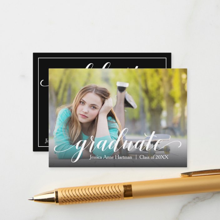 Mini Size 3 5 X 2 5 Grad Photo Invite Cards Zazzle Com