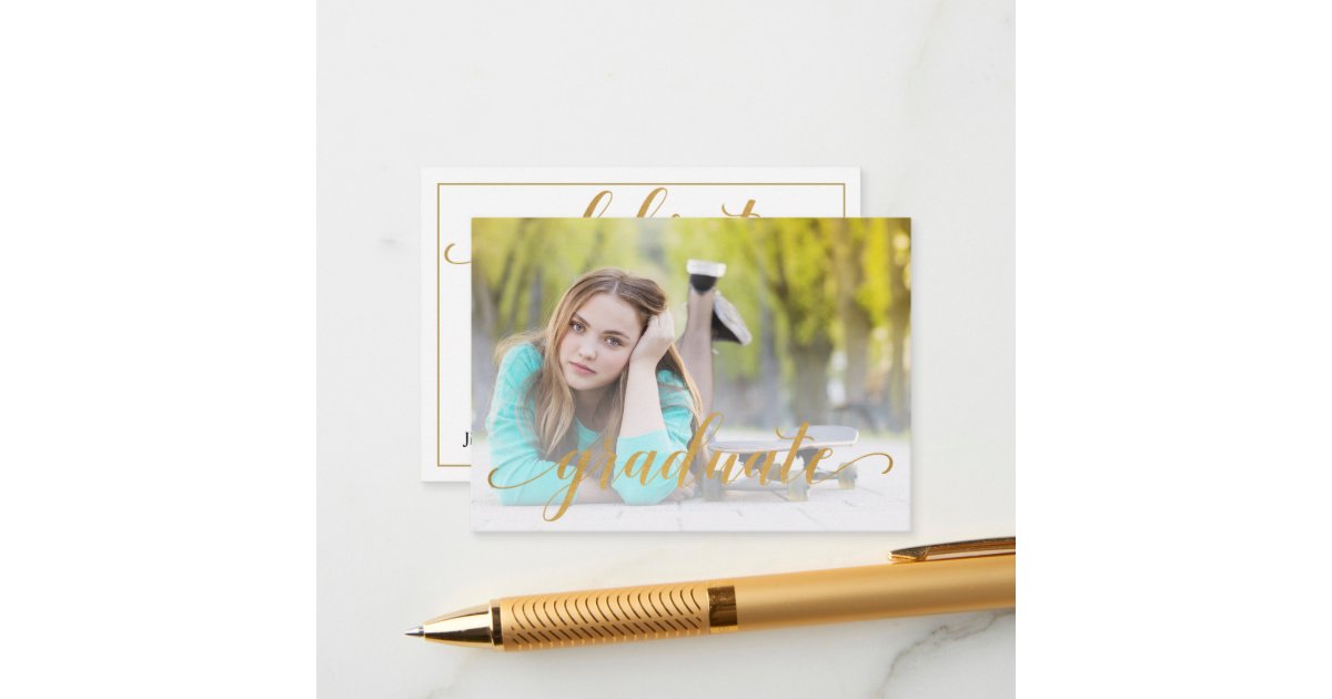 Mini Size 3 5 X 2 5 Grad Photo Invite Cards Zazzle Com