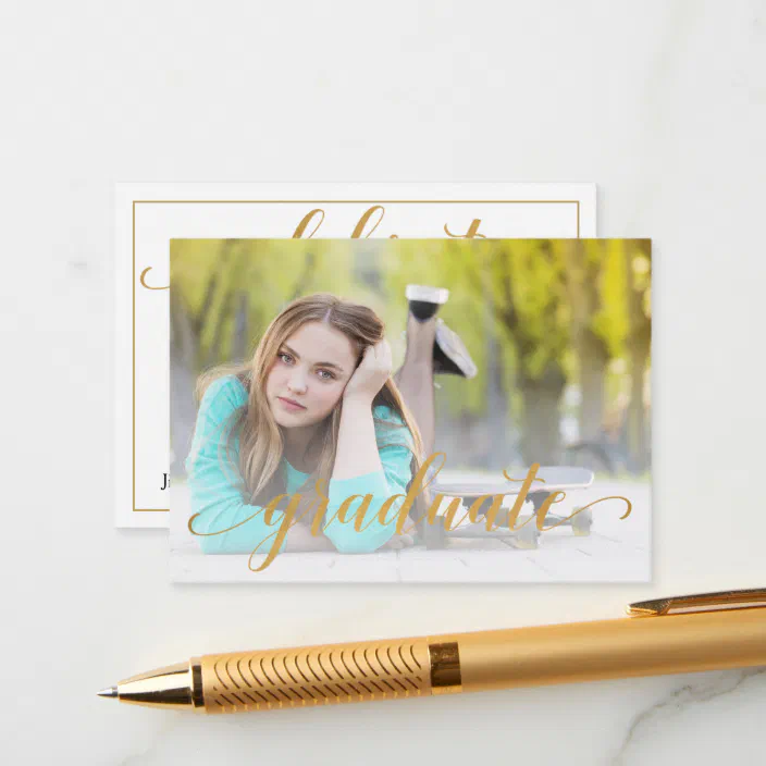 Mini Size 3 5 X 2 5 Grad Photo Invite Cards Zazzle Com