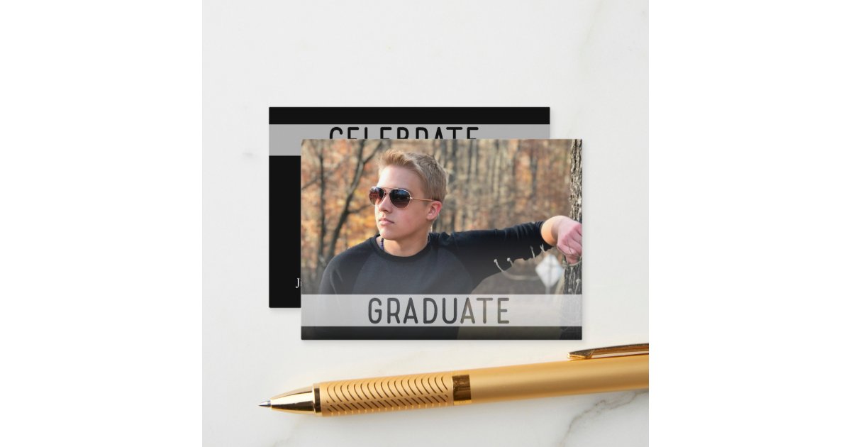 Mini Size 3 5 X 2 5 Grad Photo Invite Cards Zazzle Com