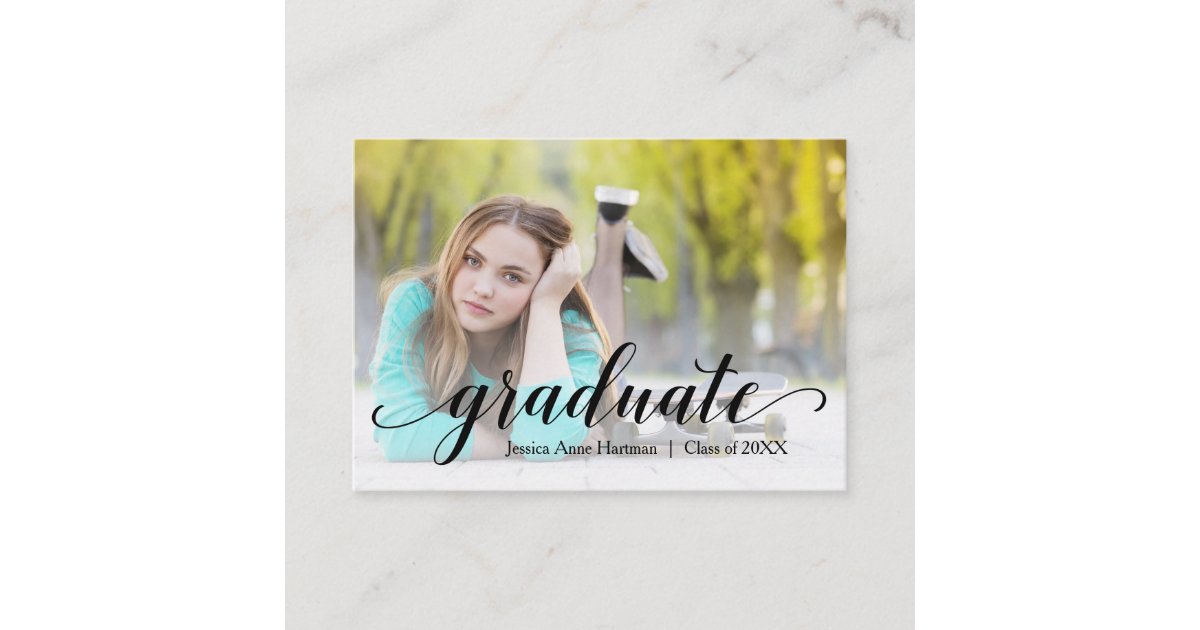 Mini Size 3 5 X 2 5 Grad Photo Invite Cards Zazzle Com