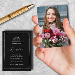 MINI Size 3.5" X 2.5" Photo Graduation Invitations<br><div class="desc">**BUSINESS CARD SIZE!!! NO ENVELOPES - 3.5" x 2.5"** Perfect size for your graduate to hand out to friends and family for a graduation party celebration or add the cards in your formal graduation announcements. Your photo, Graduate and Class of in a chic white script on the front. Change the...</div>