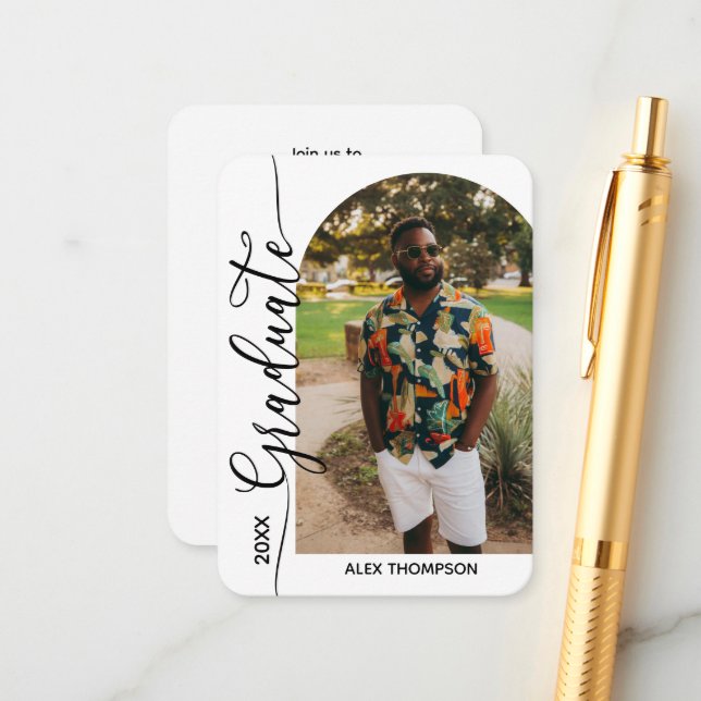 MINI Size Arched Photo Graduation Invitations (Front/Back In Situ)