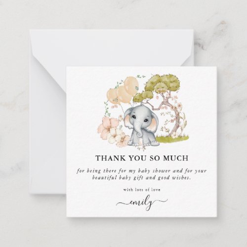 MINI SIZE  Cute Elephant Baby Shower Thank You Note Card