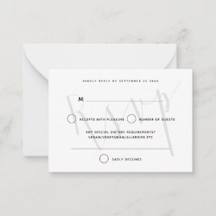 MINI SIZE Elegant Gray Script Text Overlay RSVP Note Card