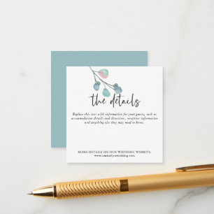 MINI SIZE Eucalyptus Wedding Information Details Enclosure Card