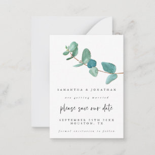 MINI SIZE Eucalyptus Wedding Save The Date Note Card