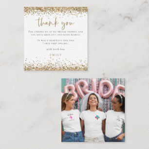 Mini Size   Glitter Photo Bridal Shower Thank You Note Card