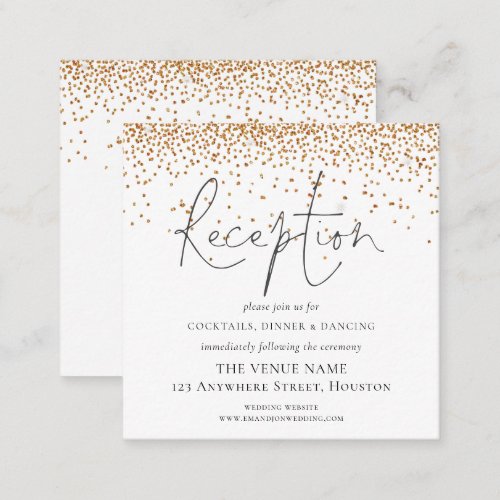 MINI SIZE Gold Glitter Wedding Reception Details Enclosure Card