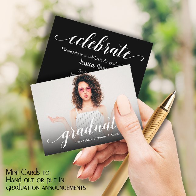 MINI Size Grad Photo Invitation Cards (Small 3.5" x 2.5" graduation party cards to hand out or include in your graduation announcements.)