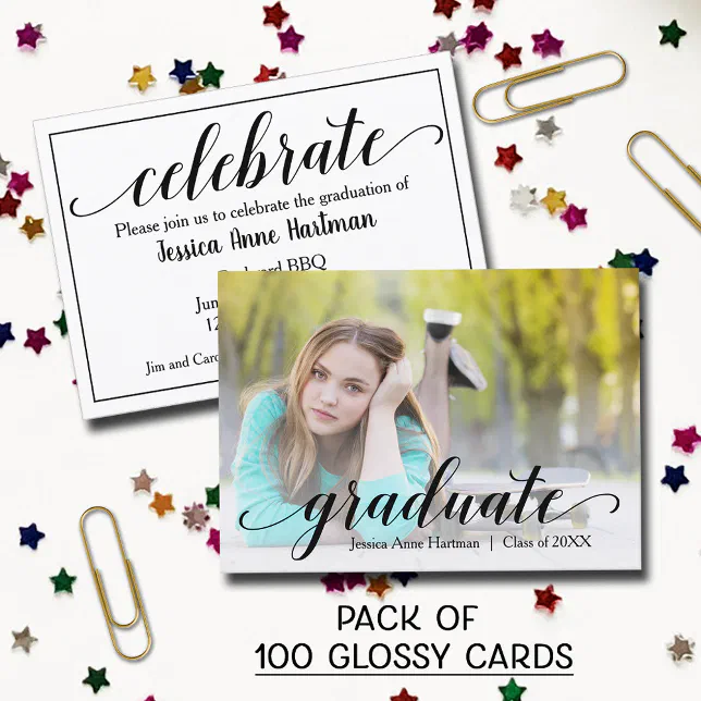 Graduation Mini Cards MINI Size Graduation Glossy Photo Invite Cards | Zazzle