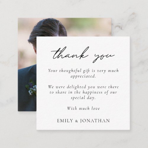 Mini Size Minimalist Text Photo Wedding Thank you Note Card