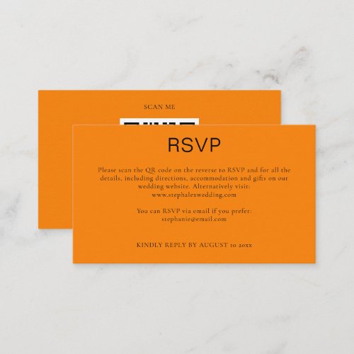 Mini Size Simple Autumn Orange QR Code RSVP  Enclosure Card
