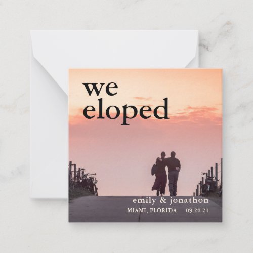 MINI SIZE  We Eloped Photo Elopement Announcement